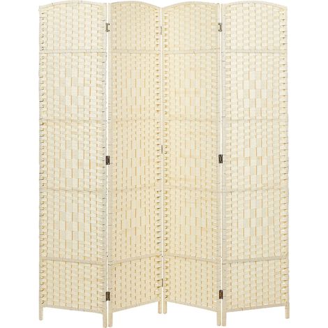 4 Panel Room Divider LAPPAGO Light Beige 163 cm 170 cm (1/5)