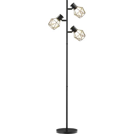 Éclairage Personnalisé Lampe sur Pied Métallique 3 Spots E27 41 x 28 x 169 cm pour Salon et Bureau Noir (1/5)
