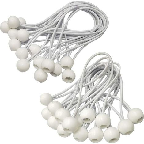 Tendeur Elastique,Sandow Elastique,30 Pièces Tendeur Bache pour Bannière, Bâche, Pavillon,Tente,Rideaux Harnais D’extension,Support de Bâche,blanc (1/5)