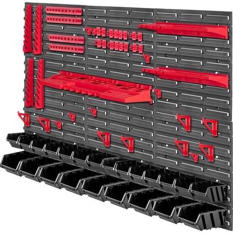 KADAX Werkstattwandregal, Werkstattregal für Garage, Schwarz, 66 Stück, 117x78 cm