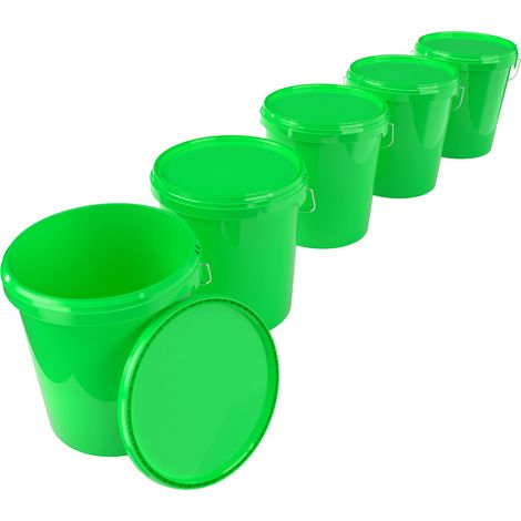 5x Set de seaux pour l'industrie alimentaire et chimique, capacité 15,9 litres, vert