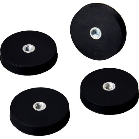 4PC Base Magnétique Puissant Disque D'aimant de Néodyme avec Caoutchouc Enduit filetage Interne du Panneau de la Caméra LED Multi Usage pot Magnétique (Diameter 32mm) (1/5)