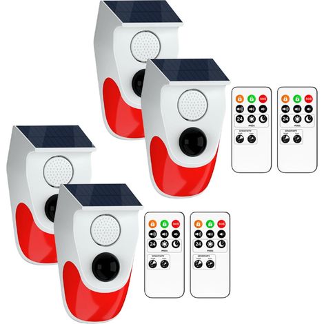 Pack de 4 Alarme Solaire, Détecteur De Mouvement 120 Db, Résistant Aux Intempéries, 3 Modes, Pour Maison Et Jardin (1/5)