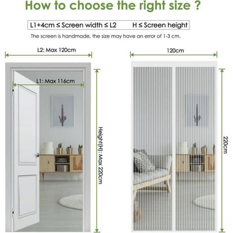 Moustiquaire Magnétique - 120x220 cm - Maille Ultra Fine - Pour Porte Fenêtre - 1 Pièce (1/5)