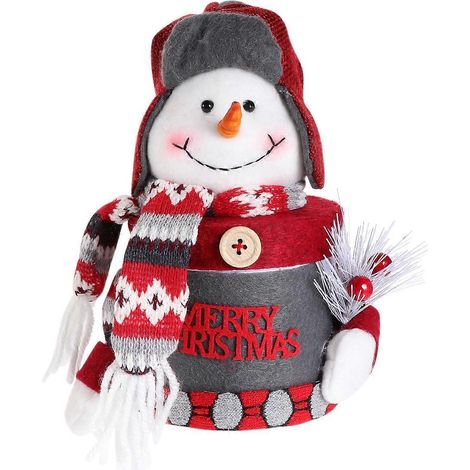 Stück Hübsche Puppen-Süßigkeitenbox, weihnachtlich rot-weiß kariert (Schneemann)-19X12CM (1/3)