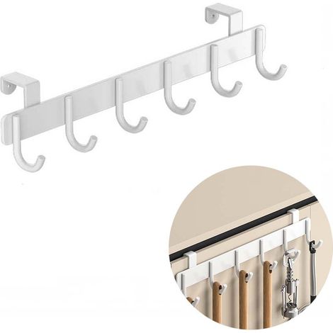 1Stk Türhaken Edelstahl mit 6 Haken ohne Bohren, Moderner Türhänger Weiß für Kleidung Handtücher Accessoires, Badezimmer Küche Garderobe Optimale Aufbewahrung (1/5)