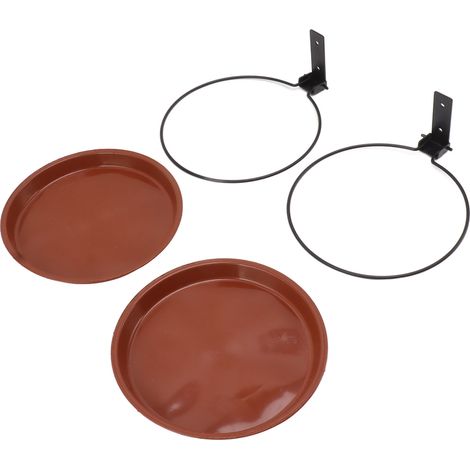 Mangeoire et bain d'oiseaux à fixer sur un arbre, avec anneau métallique robuste, pour jardin et terrasse. Comprend 2 pots et 2 supports. (1/5)