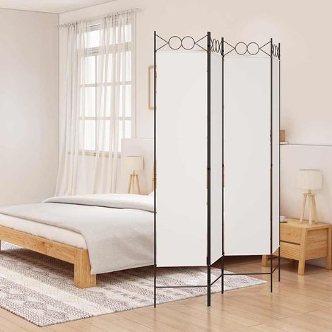 Cloison de séparation 4 panneaux-Paravent-Séparateur de pièce Blanc 160x200 cm Tissu (1/5)