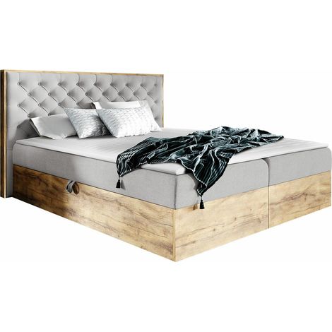 Cama continental Navis I, Roble wotan + Faro 16, Continental, Doble, 160x200, Tapiz, Somieres, 170x211x105cm (1/5)