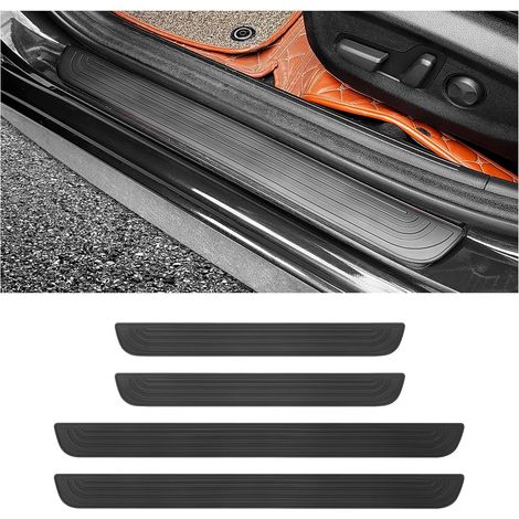 4PCS Seuil de Porte Adhesif pour Protection Portiere Voiture,Protege Portiere Voiture Anti-rayures,Protection Seuil de Porte Voiture,Étanches Universelles Accessoires Voiture (Noir, Largeur 4CM) (1/5)