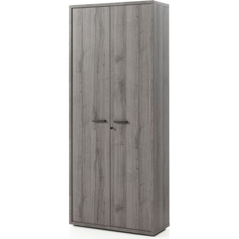 Armadio da Ufficio - Mobile con 2 Porte e scaffali in grigio effetto legno  Collezione SOON  Meublorama
