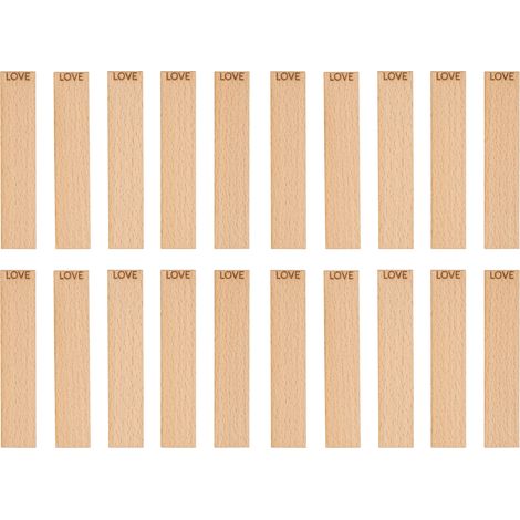 Mechas de madera con grabado - LOVE 100x20x1 mm 20 unidades