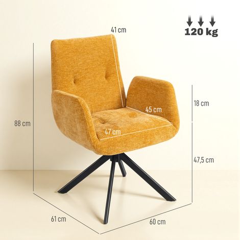 Polstersessel, Akzentsessel, modernes Design, drehbar, bis 120 kg, Gelb (1/5)