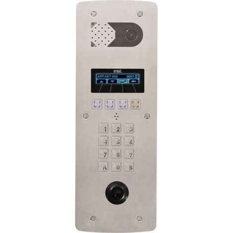 Urmet – Platine vidéo à défilement 2Voice – Inox 316L brossé – Résistance extrême en air salin – Afficheur OLED 2 lignes – Caméra grand angle 120°