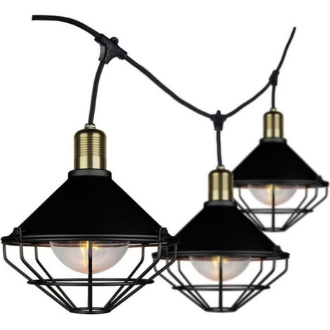 V-TAC VT-717S LED-String-Licht anschließbaren E27x6pcs mit Laternenlampenfassung Kabel 3M mattschwarz wasserdicht IP65 - SKU 8974 (1/5)