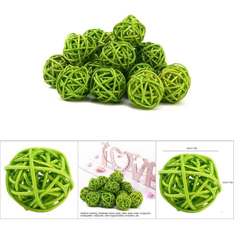 20 Boules en Rotin Vert pour Décoration de Noël, Mariage et Jardin (1/5)