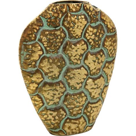 Jarrón de metal dorado 29x9.5x35h cm