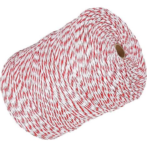 Fil de Clôture Électrique 1000m, Corde de Pâturage Rouge/Blanc (1/5)
