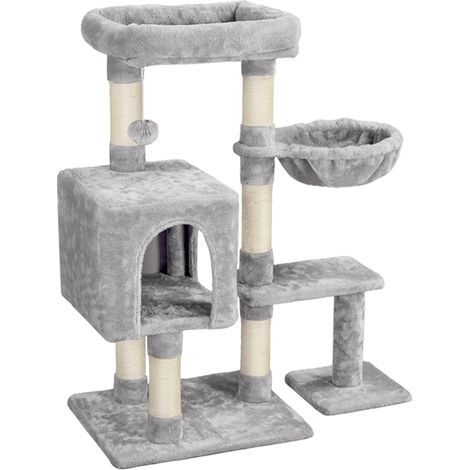 Yaheetech Albero Tiragraffi per Gatti Gattini in Corda Sisal Graffiatoio con Palla 80 x 39,5 x 96 cm Chiaro Grigio (1/5)