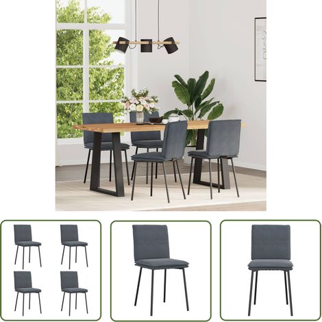 Maison Exclusive - Esszimmerstühle 4 Stk. Dunkelgrau Samt (1/5)