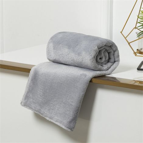 Couverture Jetable - Microfibre Polaire Douce - 100 x 140 cm - Pour Canapé Lit Camping Voyage - Gris (1/2)