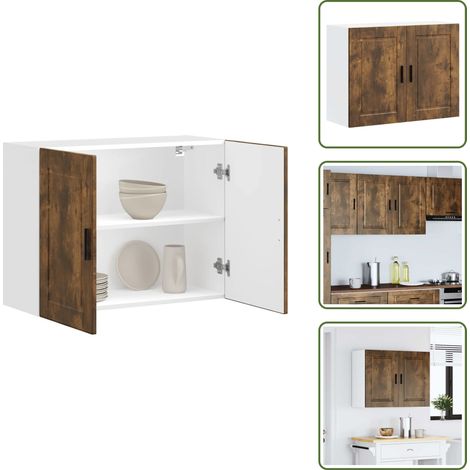 Almacenamiento - vidaXL Armario de pared cocina Porto madera ingeniería roble ahumado - Madera de ingeniería
