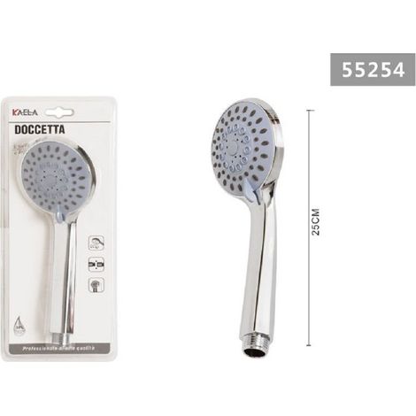 Kaela - Soffione Doccia Multigetto Bagno Doccetta Universale Getto Regolabile 25cm 55254 - (1/2)