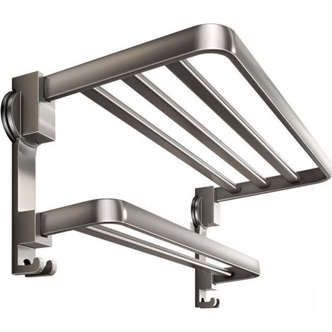 Aluminium-Handtuchhalter für das Bad, bohrlosg, modernes graues Design, stabiler Halter für Handtücher und Waschhandschuhe (1/2)