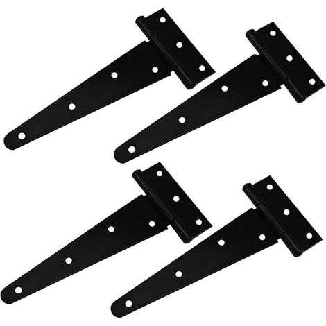 4 pièces 8 pouces peinture noire porte à roulement à fente en T galvanisé porte antirouille en fer à charnière en T,Pour meubles de maison, portes et fenêtres, etc. (1/5)