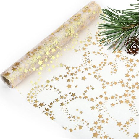 Chemin de Table Noël Étoiles Dorées, 28 cm x 5 m, Décor de Table pour Noël, l'Avent, Mariage et Nouvel An (1/5)