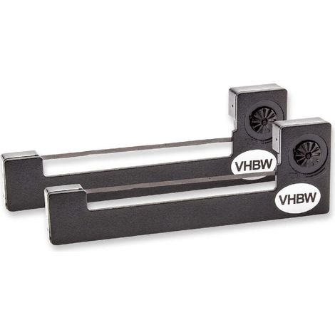 vhbw 2x Ribbon Cartridge compatible with TEC TRS 80 Portable Dot Matrix, Receipt Printer - Black Ink Ribbon