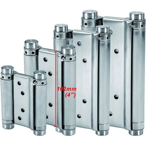 Charnières à ressort double action en acier inoxydable (102 mm) pour portes battantes, portes de bar/comptoir/placard, jusqu'à 16 kg (2 pièces) (1/5)