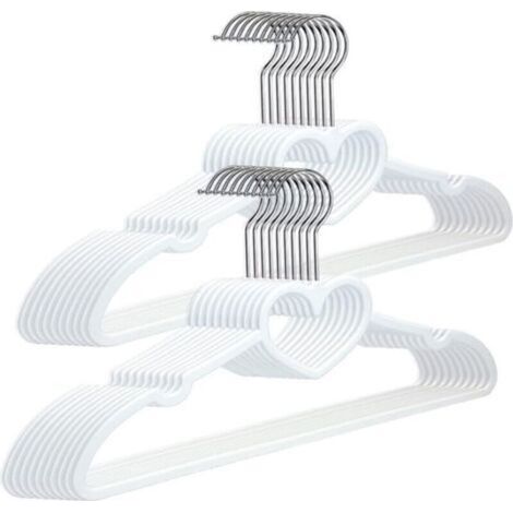 20 pièces, 39 x 21 x 0,5 cm, blanc, avec crochet pivotant à 360 degrés, cintres en plastique durables pour vêtements, chemises, vestes (1/4)