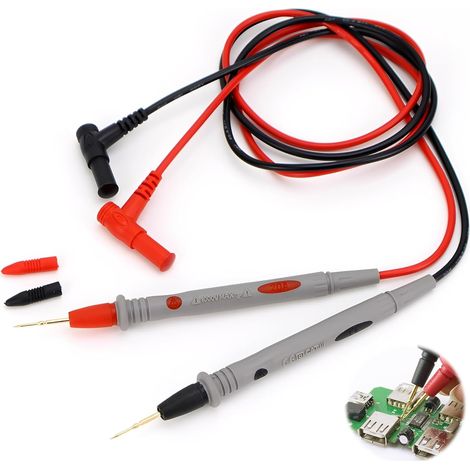 2 sets cable multimètre en silicone 1000 V/20 A, pointe de touche multimetre, Kit de Test Souple pour électricien avec numériques et appareils de mesure à pince (1/5)