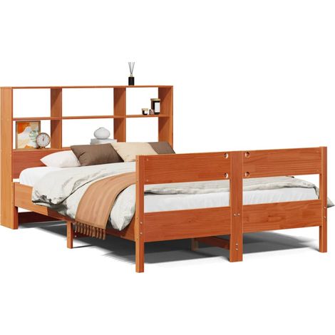 Maison Exclusive - Letto Libreria senza Materasso Marrone Cera 140x190 cm in Pino