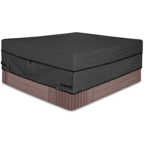 Whirlpool-Schutzhülle Winddicht, Wasserdichte Outdoor-Spa-Abdeckung, Whirlpool-Plane mit Belüftungsöffnungen und Schnallen (193 x 193 x 51 cm) (1/4)