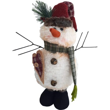 Rebecca Mobili Pupazzo Di Neve Bianco Poliestere Decorazione Natale 43x19x14 (1/4)