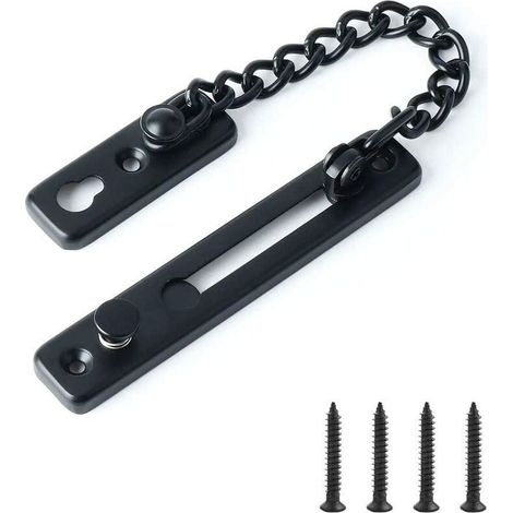 VURAHOME - Serrure de Chaîne de Porte,Protège-porte de la Chaîne avec Serrure à Ressort anti-vol,Acier Inoxydable noir mat (1/5)