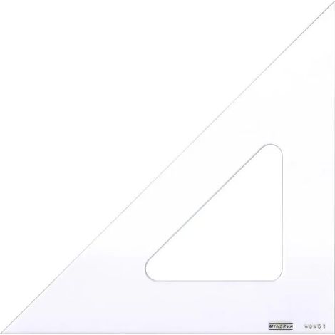 Escuadra profesional Minerva 35 cm ángulo 45° transparente