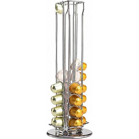 Présentoir à capsules de café argenté, rotatif, pour 40 capsules Nespresso (1/5)