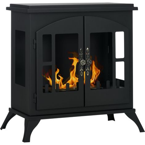 Poêle à cheminée à l'éthanol sur pied, avec éteignoir en acier inoxydable, réservoir de 0,9 L, autonomie de 3 heures pour une utilisation en intérieur, noir.
