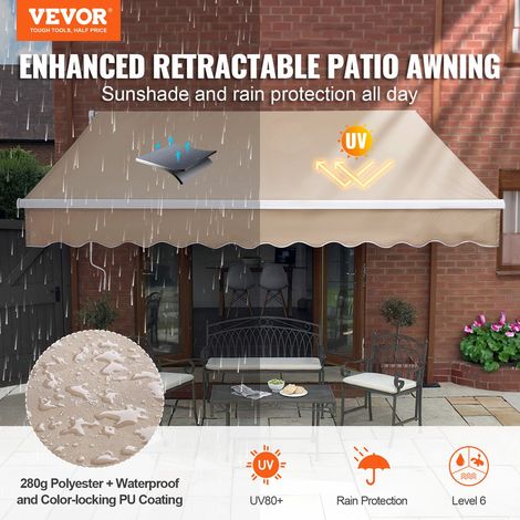 Store Banne Manuel 2,4x2,1 m Auvent Rétractable Terrasse Extérieur 40°-90° Réglable Résistant au Vent/UV/Eau Auvent Pare-soleil Pol… (1/5)