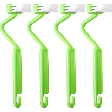 Brosse WC - Lot de 4 - Accessoires portables - Matière plastique - Brosse de nettoyage multifonctionnelle - 3,5 x 20 cm - Verte (1/5)