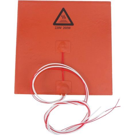 220V 200W Heizbett mit selbstklebender Silikonmatte für 3D-Drucker - 200 x 200 mm (Orange) (1/4)