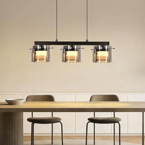 GBLY Lampada a Sospensione LED Vetro 3 Fiamme 157cm Sala Pranzo Soggiorno Cucina Camera Corridoio