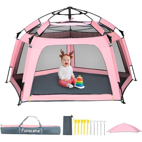 Intérieur Parc Bébé Pliable - Parc Enfant 8S Pop Up,175x110x90cm Tente Exterieur 3-4 Garçons Filles, Anti UV Playpen de Jeux Bebe, Cabane Plage,Jardin,Camping,Chambre,Cadeau, Couleur Rose (1/5)