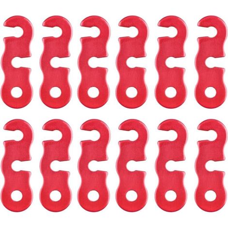 Tendeur de Corde Camping en Alliage d'Aluminium Ajusteur de Corde Guyline Tendeurs pour Tente Bâche Randonnée (Rouge - 12 Pièces) (1/4)