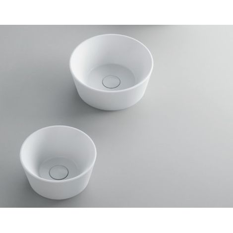 Lavabo Forma appoggio salvaspazio 30x30 tondo in ceramica bianco (1/3)