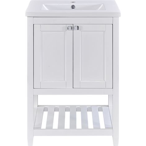 Badmöbel mit Keramikwaschbecken weiß 61 cm mit Bodenstand (1/5)
