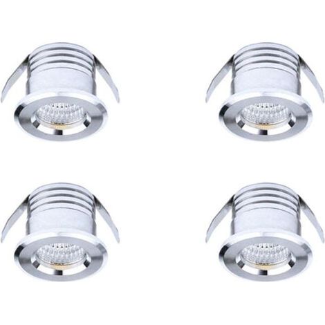 Lot de 4 mini spots LED encastrés, 3 W, blanc chaud argenté (1/3)